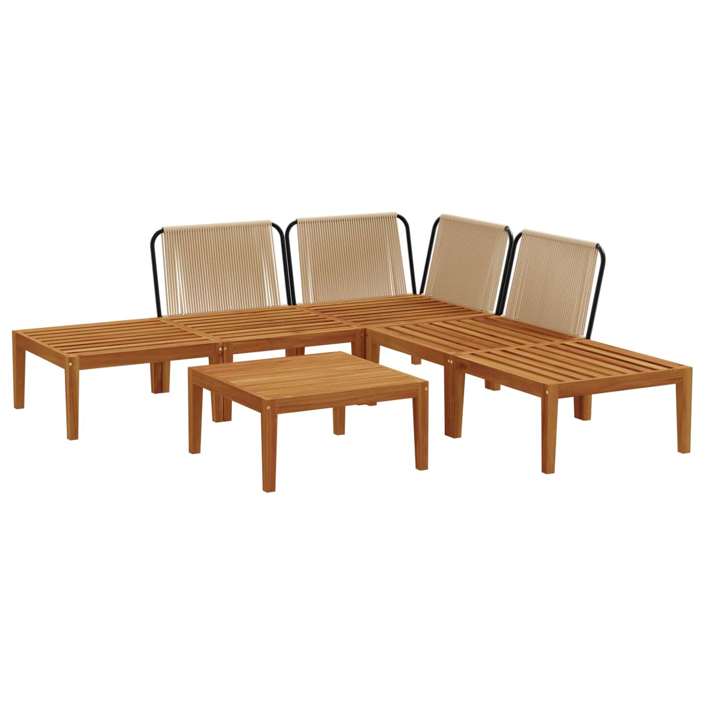 vidaXL 6 pcs Solid Acacia Wood & Rope Natural 4