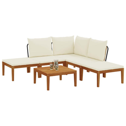 vidaXL 6 pcs Solid Acacia Wood & Rope Natural 3