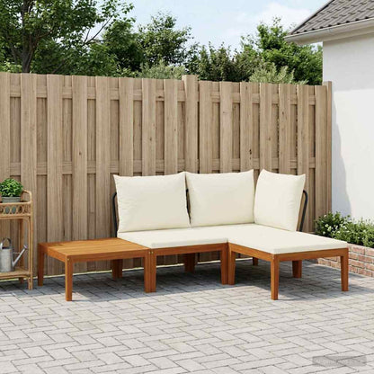 vidaXL 6 pcs Solid Acacia Wood & Rope Natural Beige and Cream White