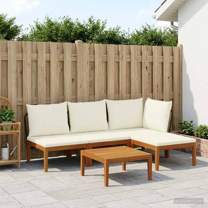 vidaXL 6 pcs Solid Acacia Wood & Rope Natural Beige and Cream White