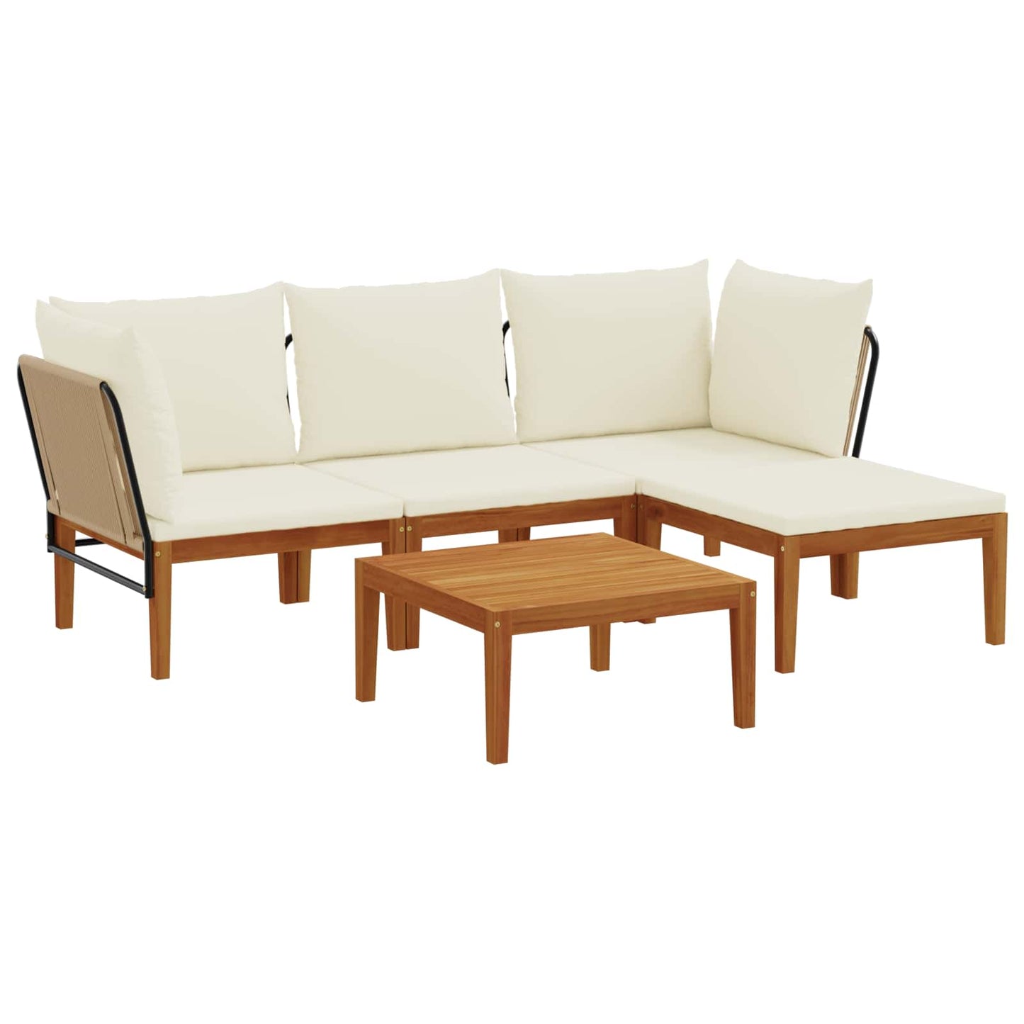 vidaXL 5 pcs Solid Acacia Wood & Rope Natural 2
