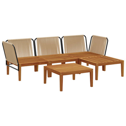 vidaXL 5 pcs Solid Acacia Wood & Rope Natural 4