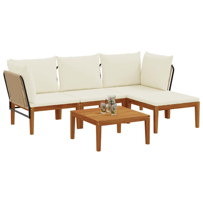 vidaXL 5 pcs Solid Acacia Wood & Rope Natural 3