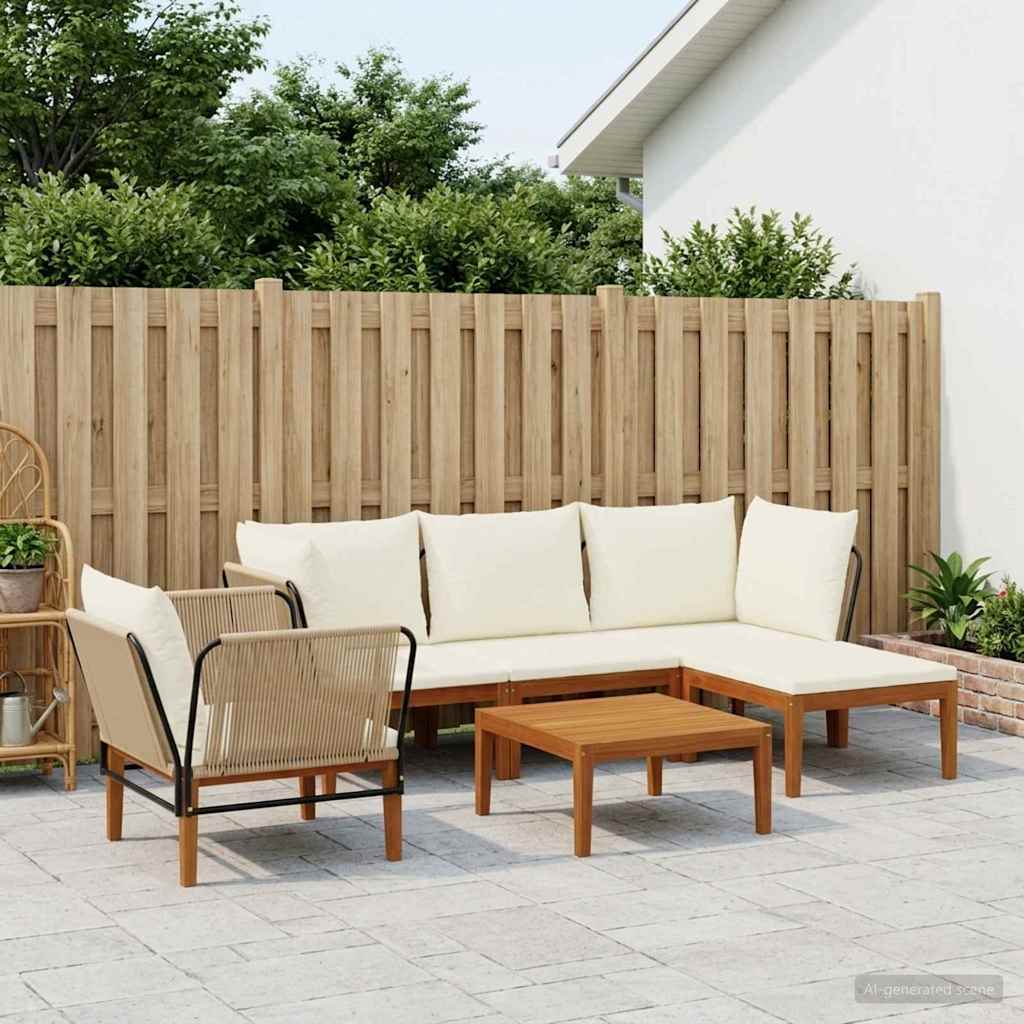 vidaXL 6 pcs Solid Acacia Wood & Rope Natural 1