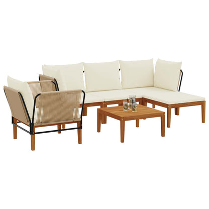 vidaXL 6 pcs Solid Acacia Wood & Rope Natural 3