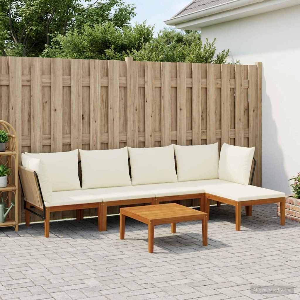 vidaXL 6 pcs Solid Acacia Wood & Rope Natural 1