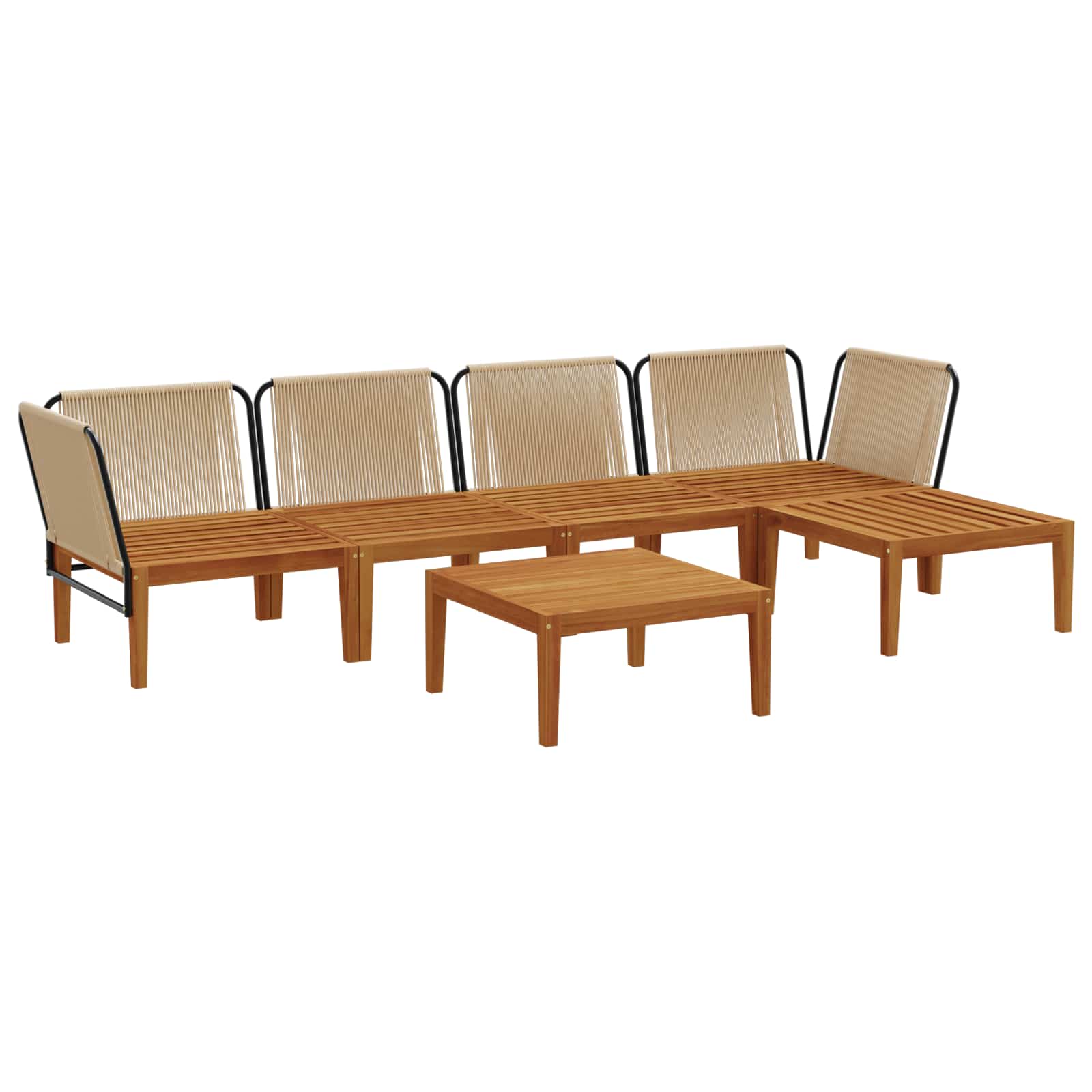 vidaXL 6 pcs Solid Acacia Wood & Rope Natural 4
