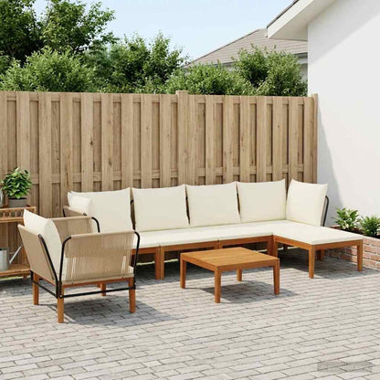 vidaXL 7 pcs Solid Acacia Wood & Rope Natural 1