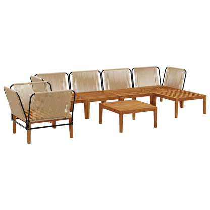 vidaXL 7 pcs Solid Acacia Wood & Rope Natural 4