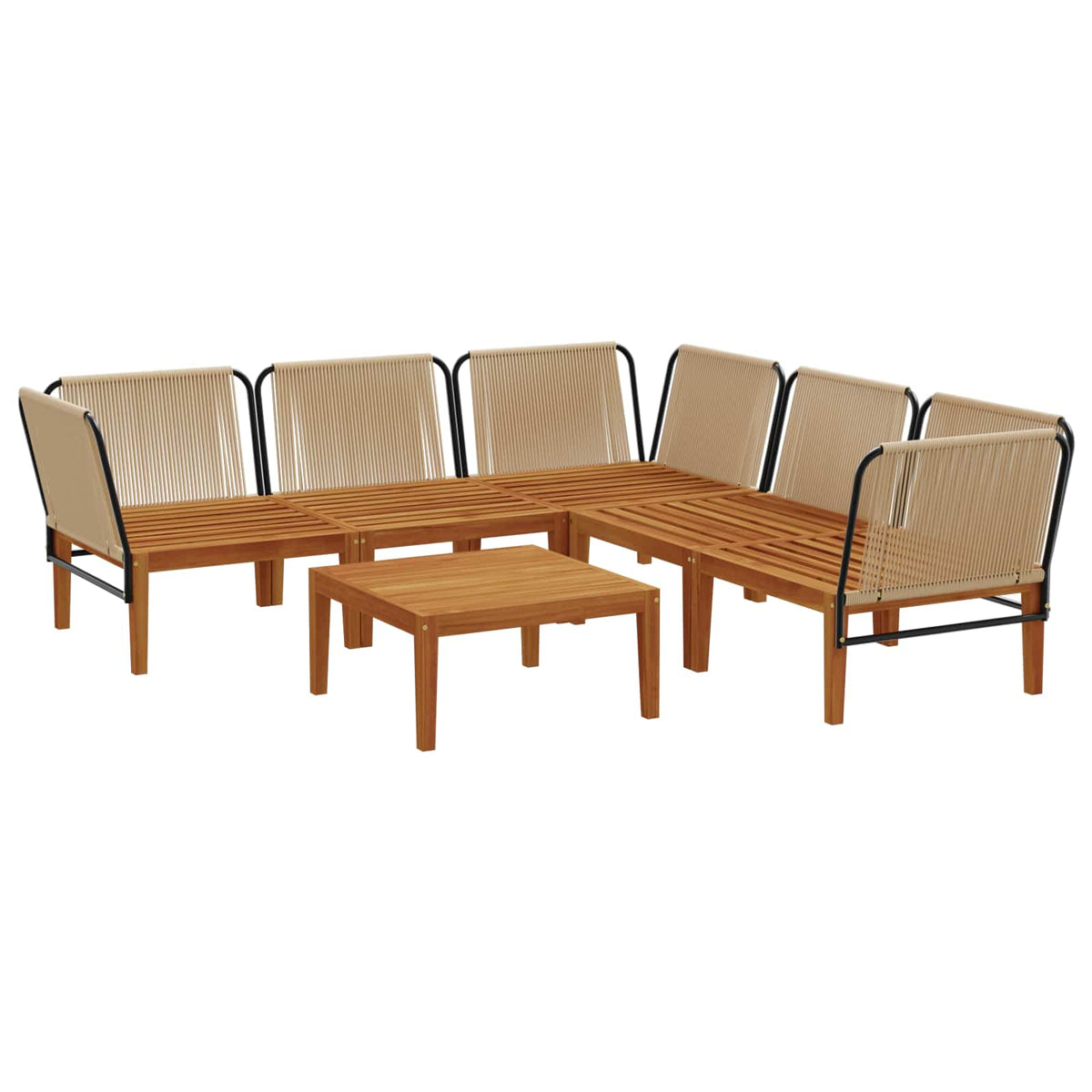 vidaXL 6 pcs Solid Acacia Wood & Rope Natural 4