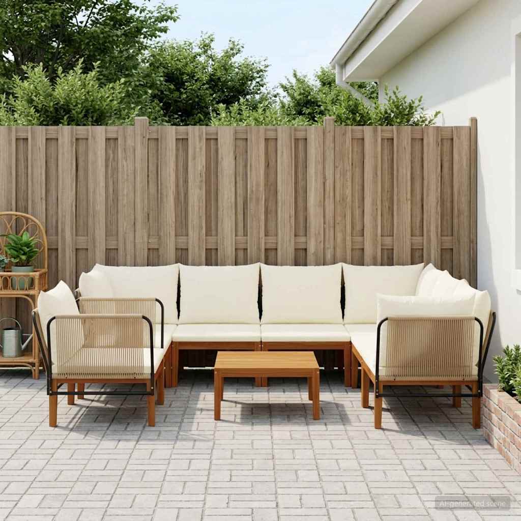 vidaXL 7 pcs Solid Acacia Wood & Rope Natural 1