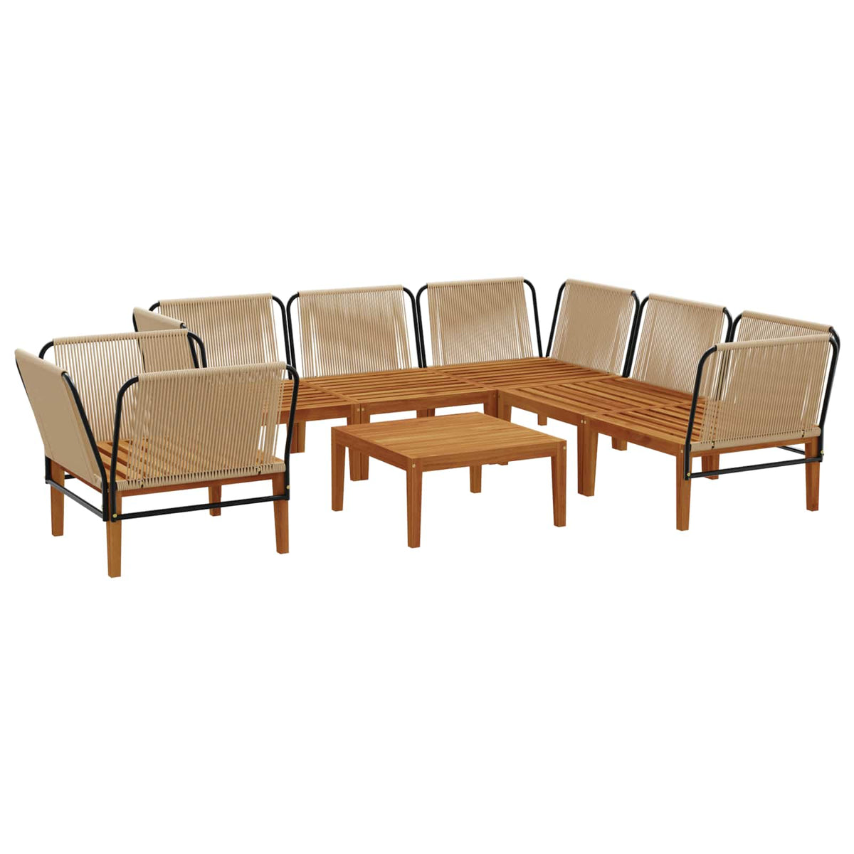 vidaXL 7 pcs Solid Acacia Wood & Rope Natural 4