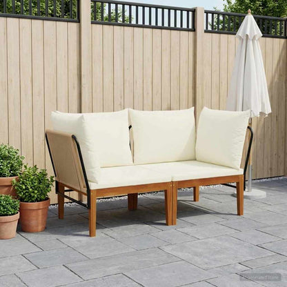 vidaXL 6 pcs Solid Acacia Wood & Rope Natural Beige and Cream White