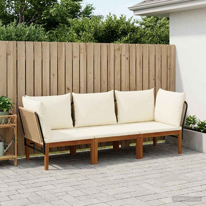 vidaXL 6 pcs Solid Acacia Wood & Rope Natural Beige and Cream White