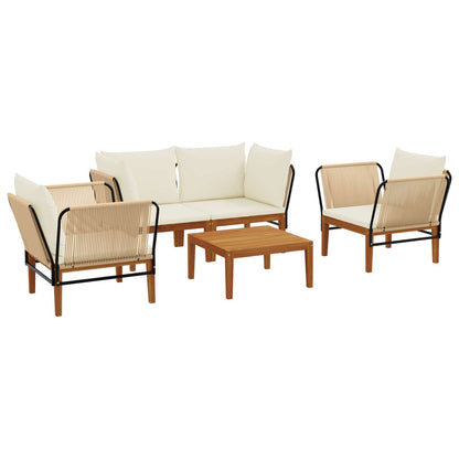 vidaXL 5 pcs Solid Acacia Wood & Rope Natural 2