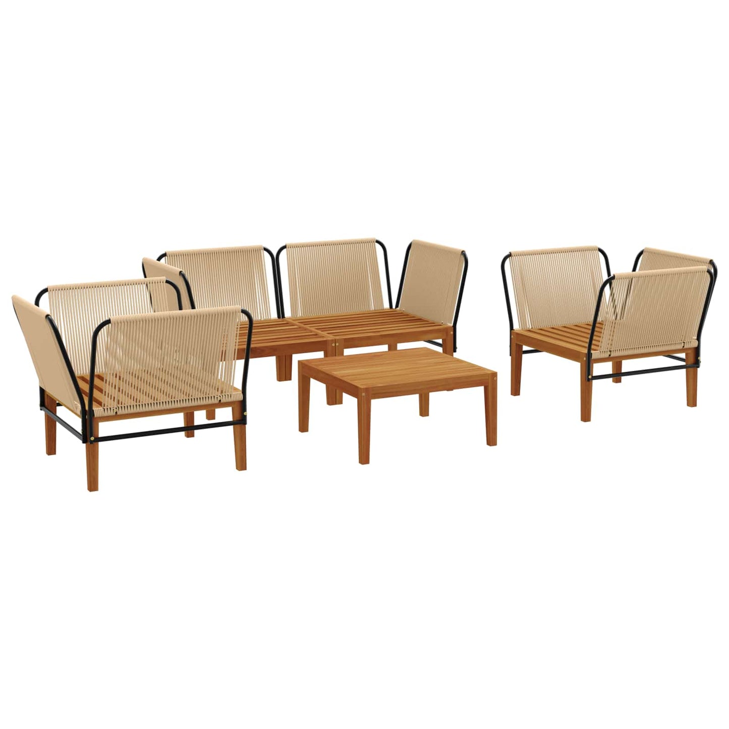 vidaXL 5 pcs Solid Acacia Wood & Rope Natural 4