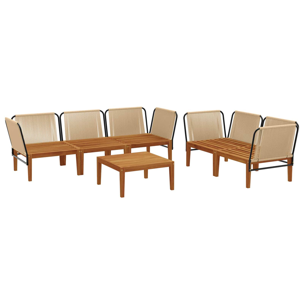 vidaXL 6 pcs Solid Acacia Wood & Rope Natural 4