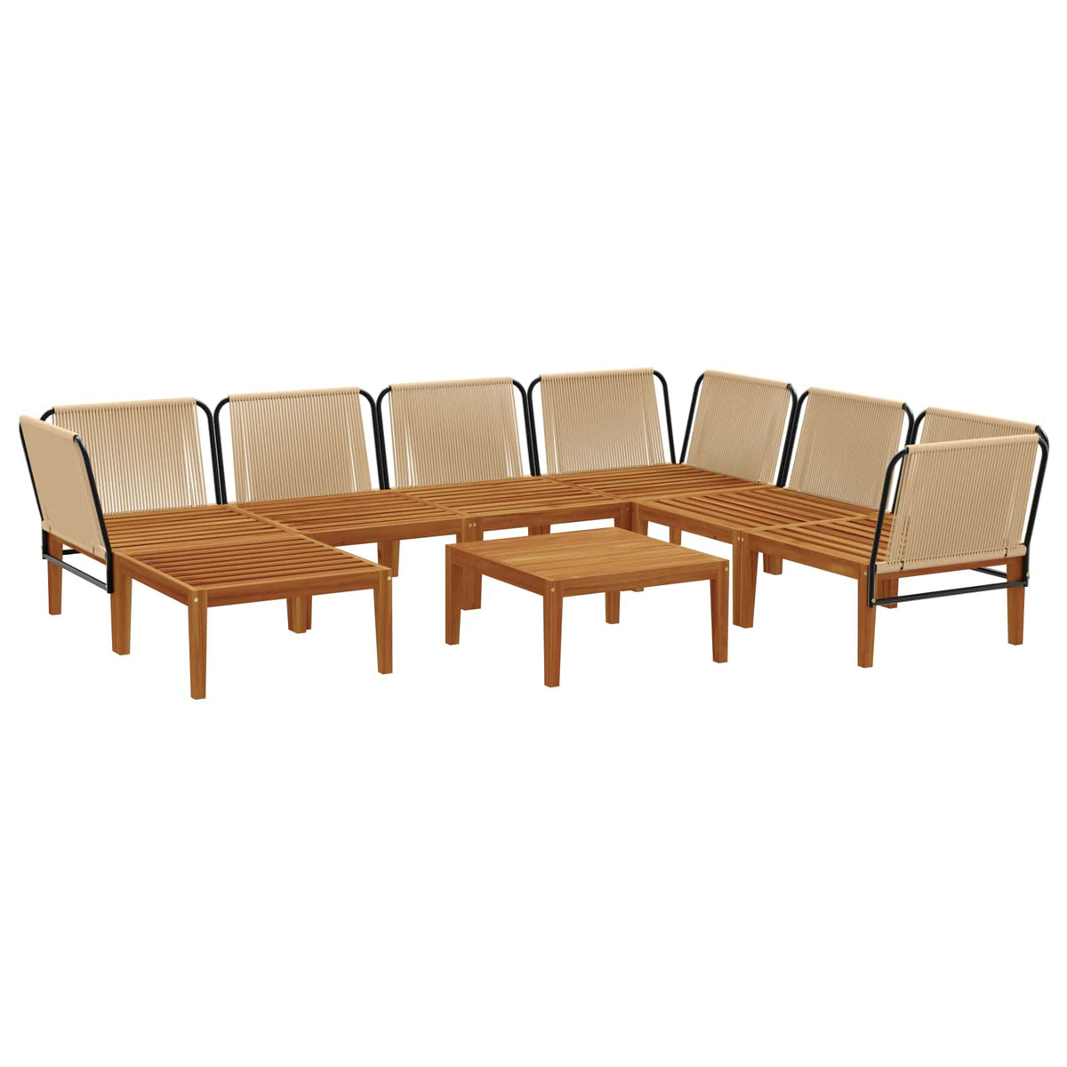 vidaXL 8 pcs Solid Acacia Wood & Rope Natural 4