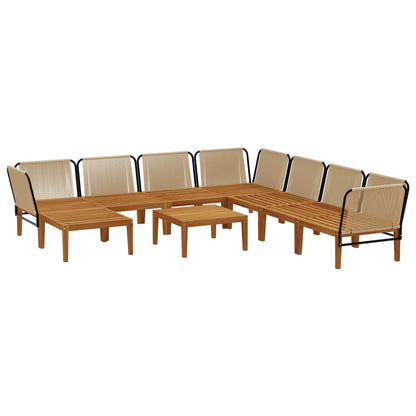vidaXL 9 pcs Solid Acacia Wood & Rope Natural 4