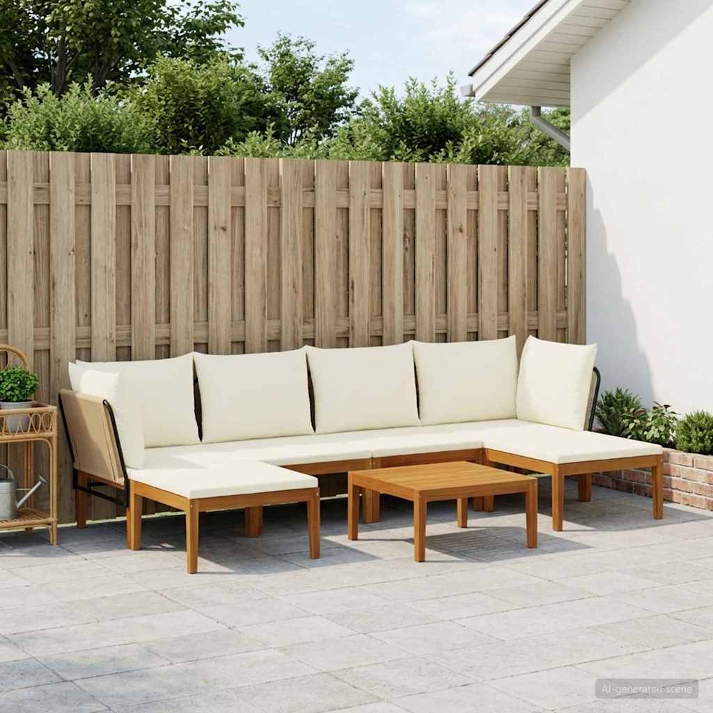 vidaXL 7 pcs Solid Acacia Wood & Rope Natural 1
