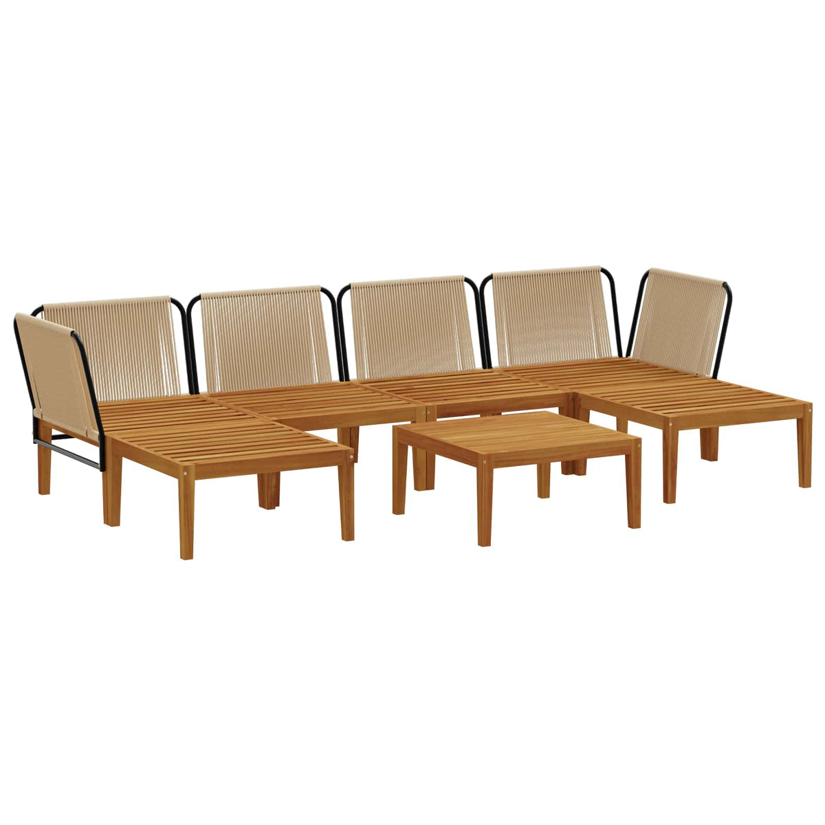 vidaXL 7 pcs Solid Acacia Wood & Rope Natural 4