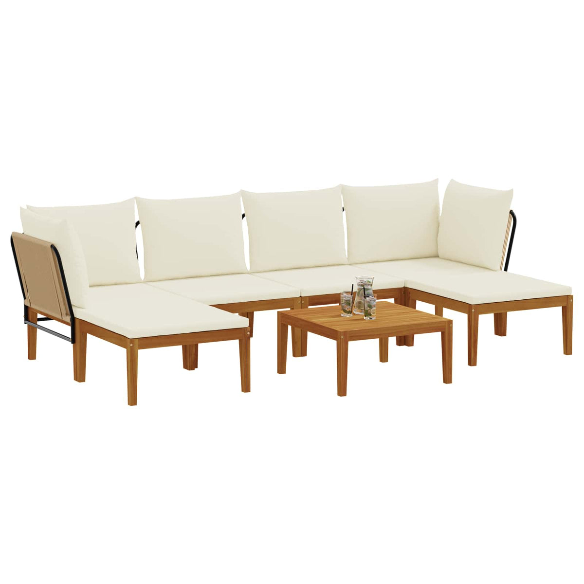 vidaXL 7 pcs Solid Acacia Wood & Rope Natural 3