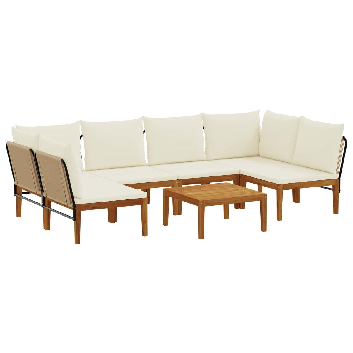 vidaXL 7 pcs Solid Acacia Wood & Rope Natural 2