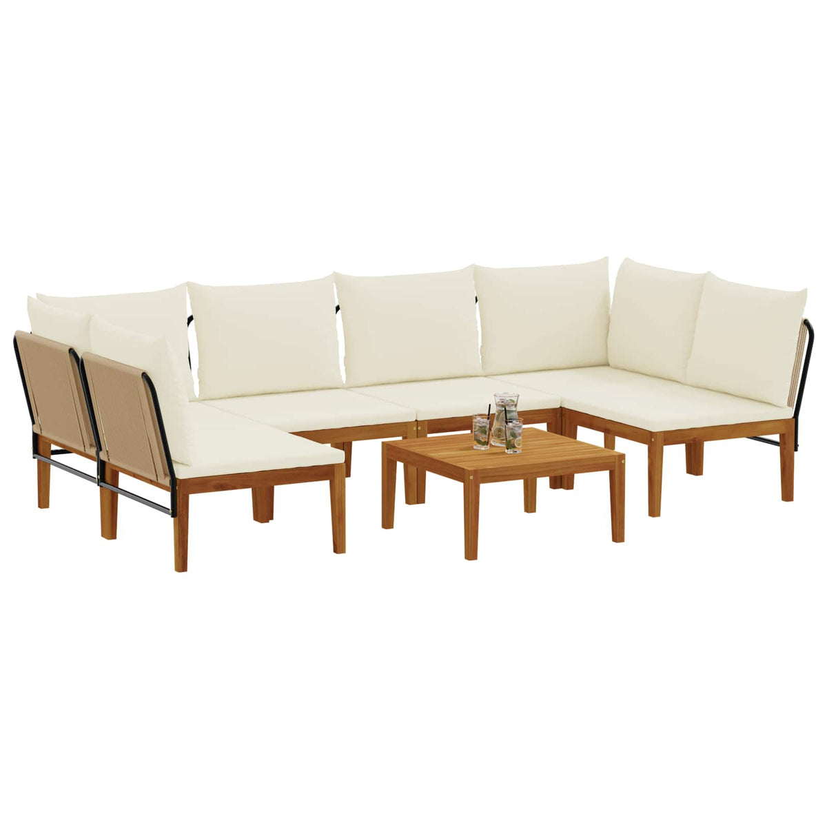 vidaXL 7 pcs Solid Acacia Wood & Rope Natural 3