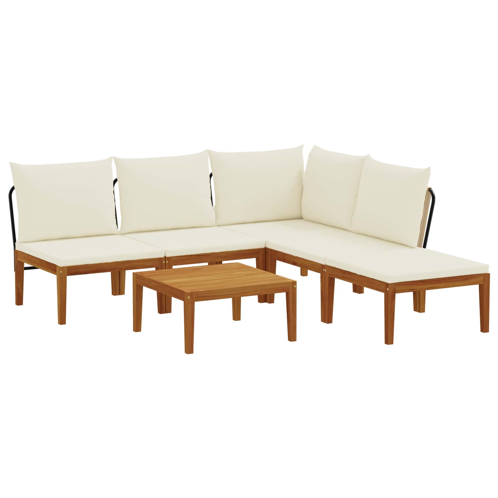 vidaXL 6 pcs Solid Acacia Wood & Rope Natural 2