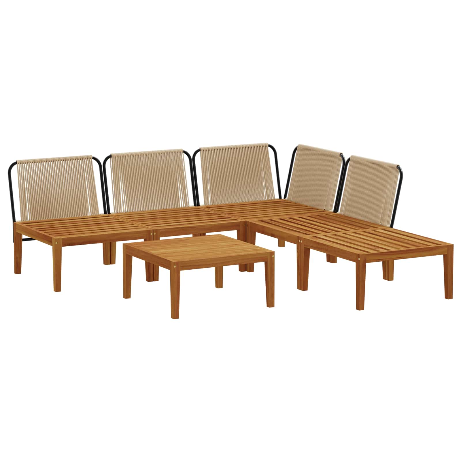 vidaXL 6 pcs Solid Acacia Wood & Rope Natural 4