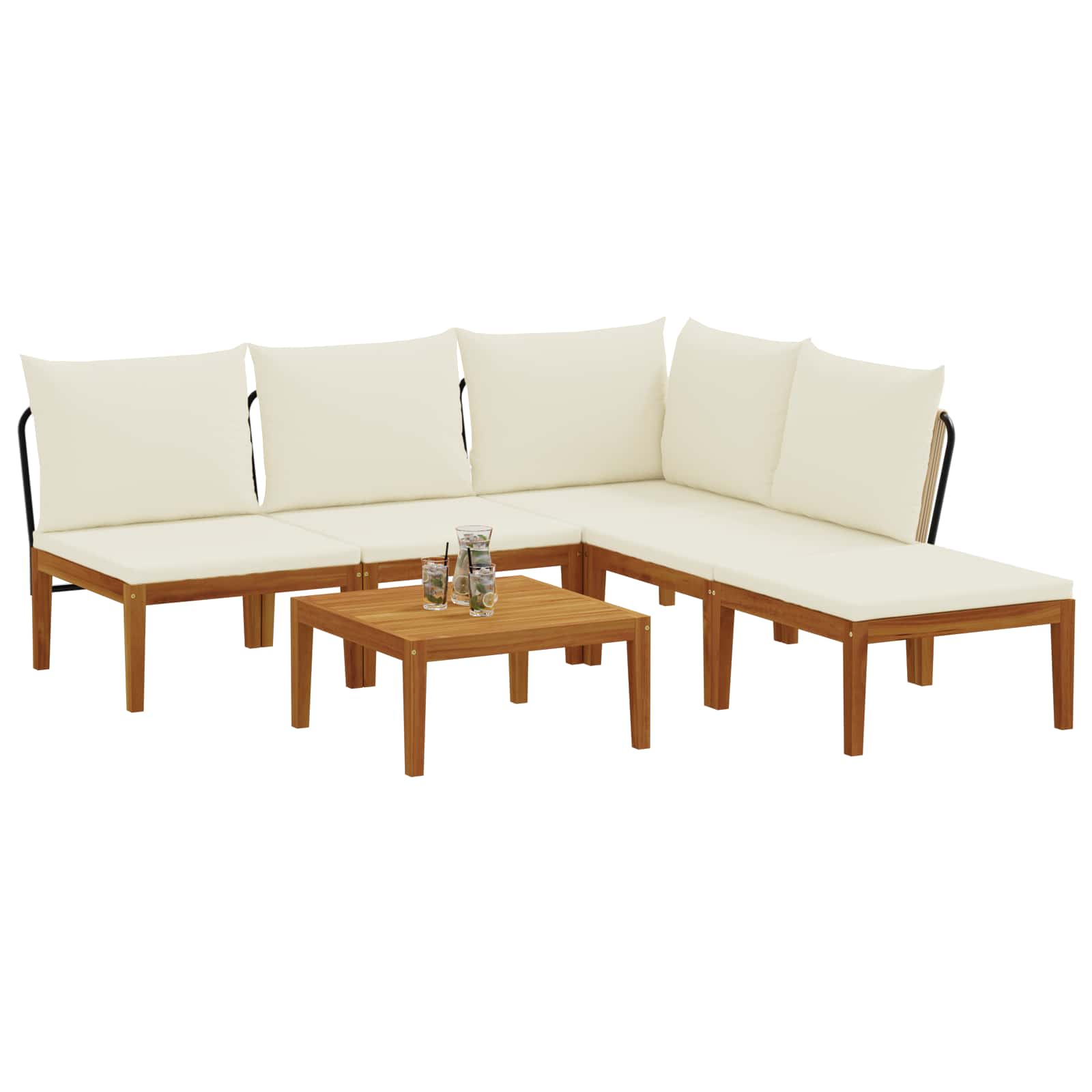vidaXL 6 pcs Solid Acacia Wood & Rope Natural 3