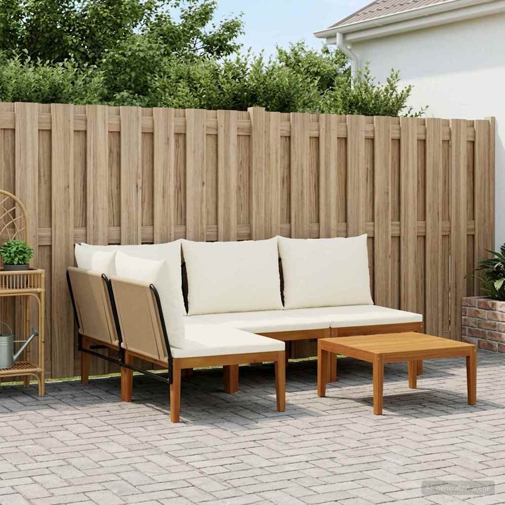 vidaXL 5 pcs Solid Acacia Wood & Rope Natural 1