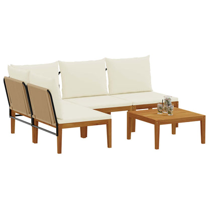 vidaXL 5 pcs Solid Acacia Wood & Rope Natural 3