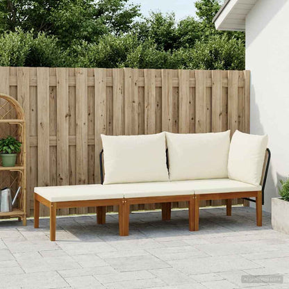 vidaXL 6 pcs Solid Acacia Wood & Rope Natural Beige and Cream White