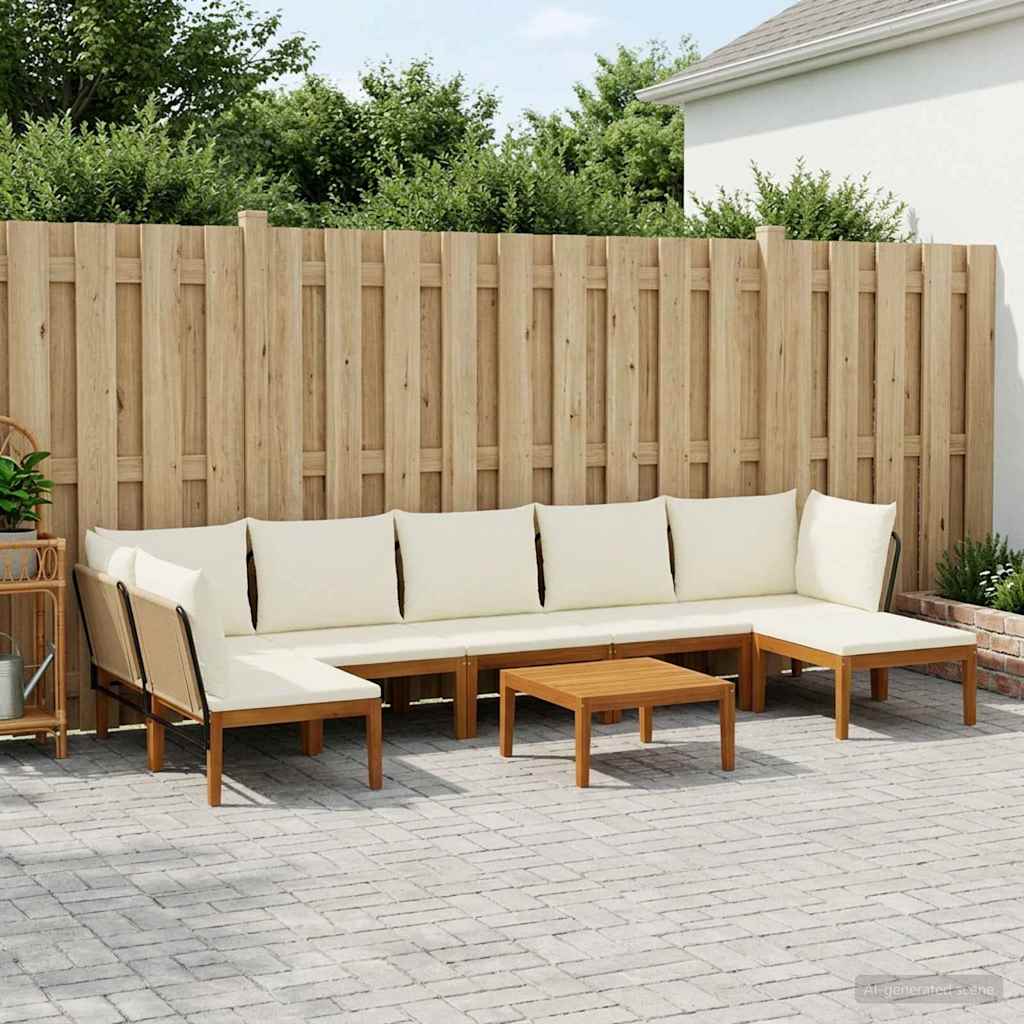 vidaXL 8 pcs Solid Acacia Wood & Rope Natural 1