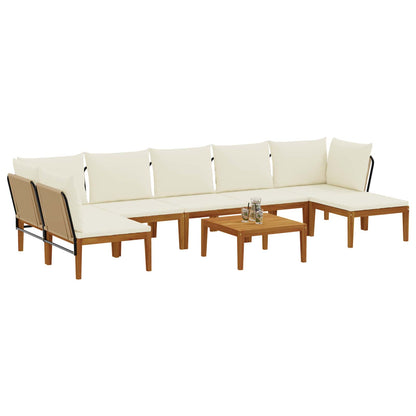 vidaXL 8 pcs Solid Acacia Wood & Rope Natural 3