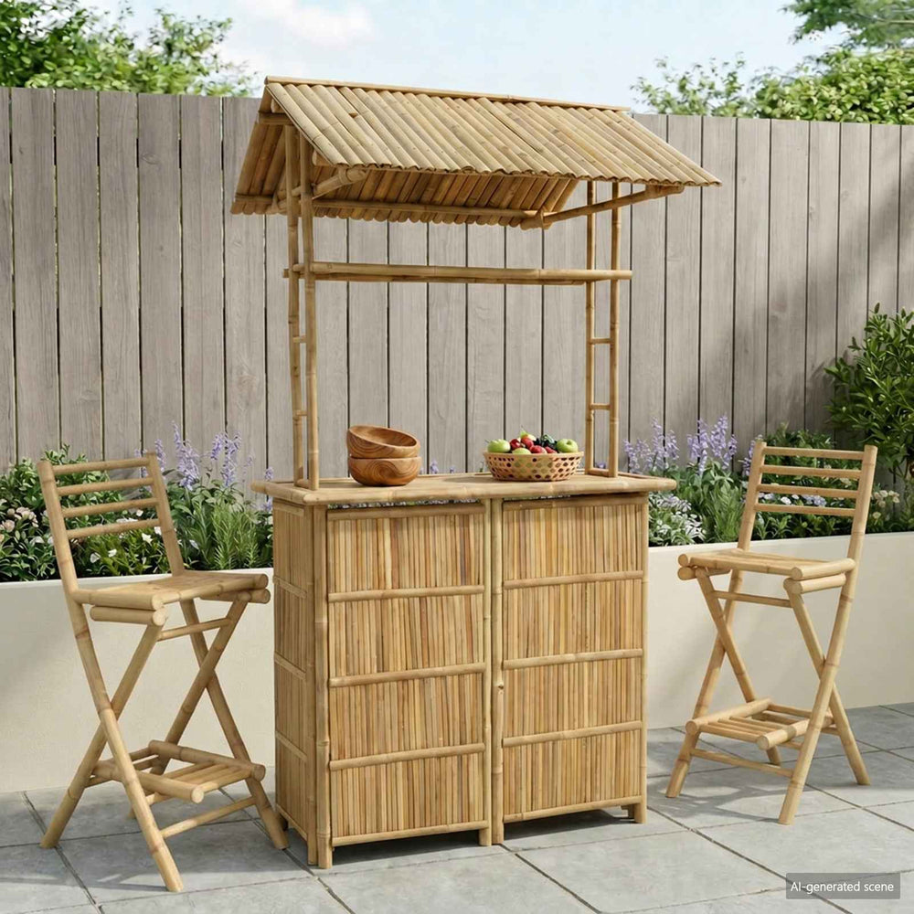 vidaXL Outdoor Bar Table Natural 115 x 95 x 214 cm Bamboo
