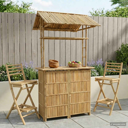 vidaXL Outdoor Bar Table Natural 115 x 95 x 214 cm Bamboo 1