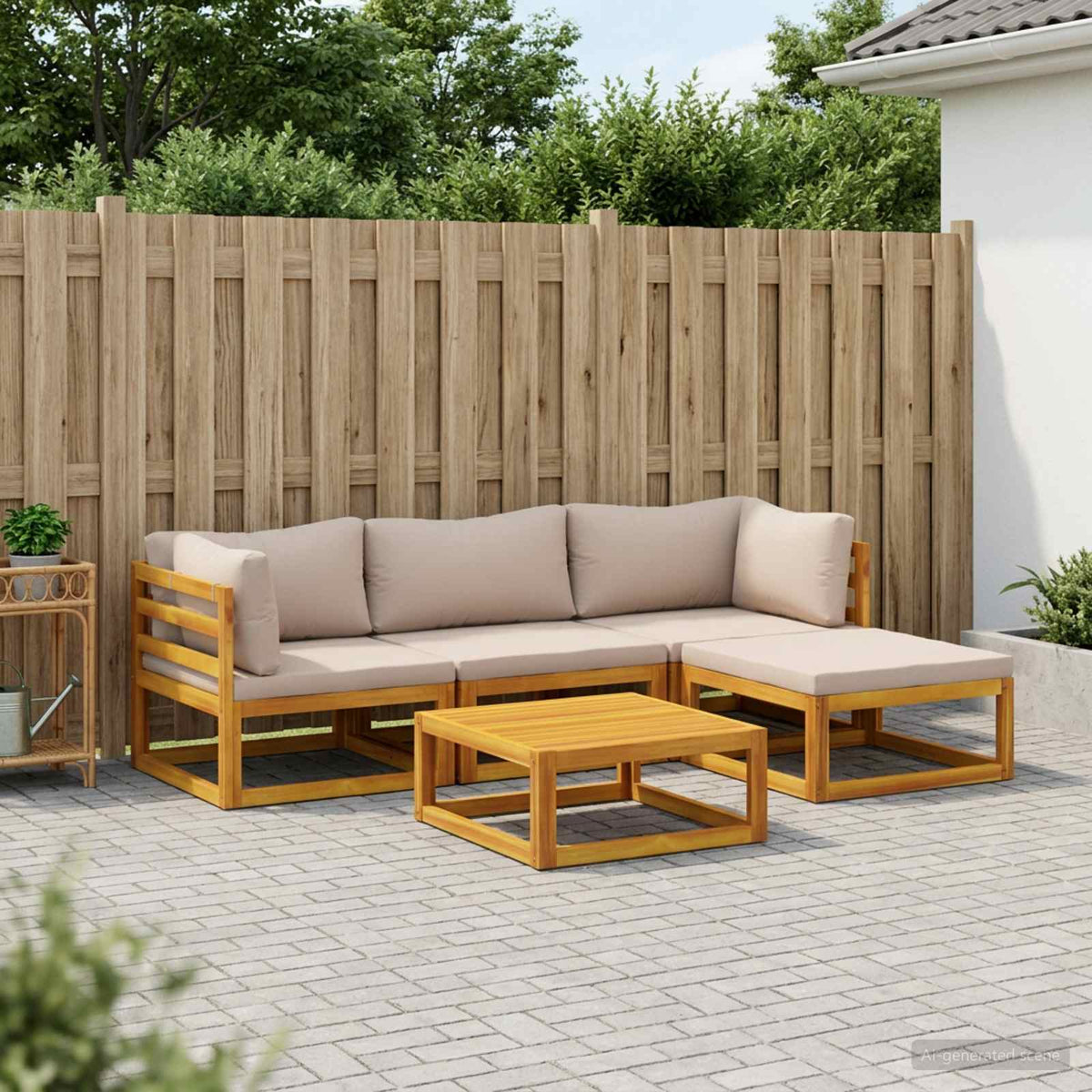 vidaXL Sofa Set 5 pcs Natural Solid Acacia Wood 1