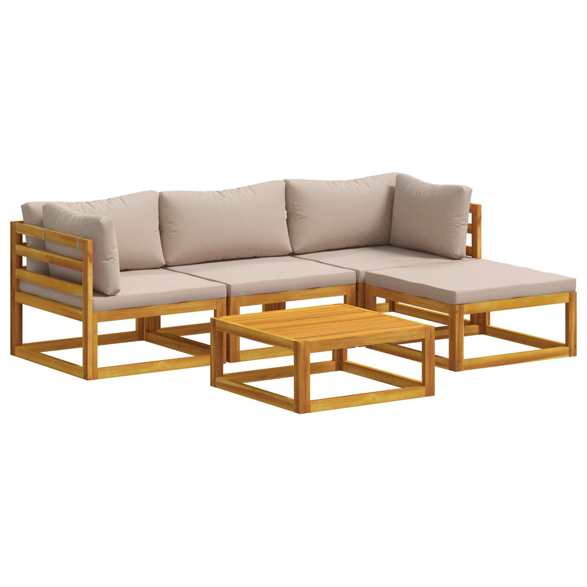 vidaXL Sofa Set 5 pcs Natural Solid Acacia Wood 2