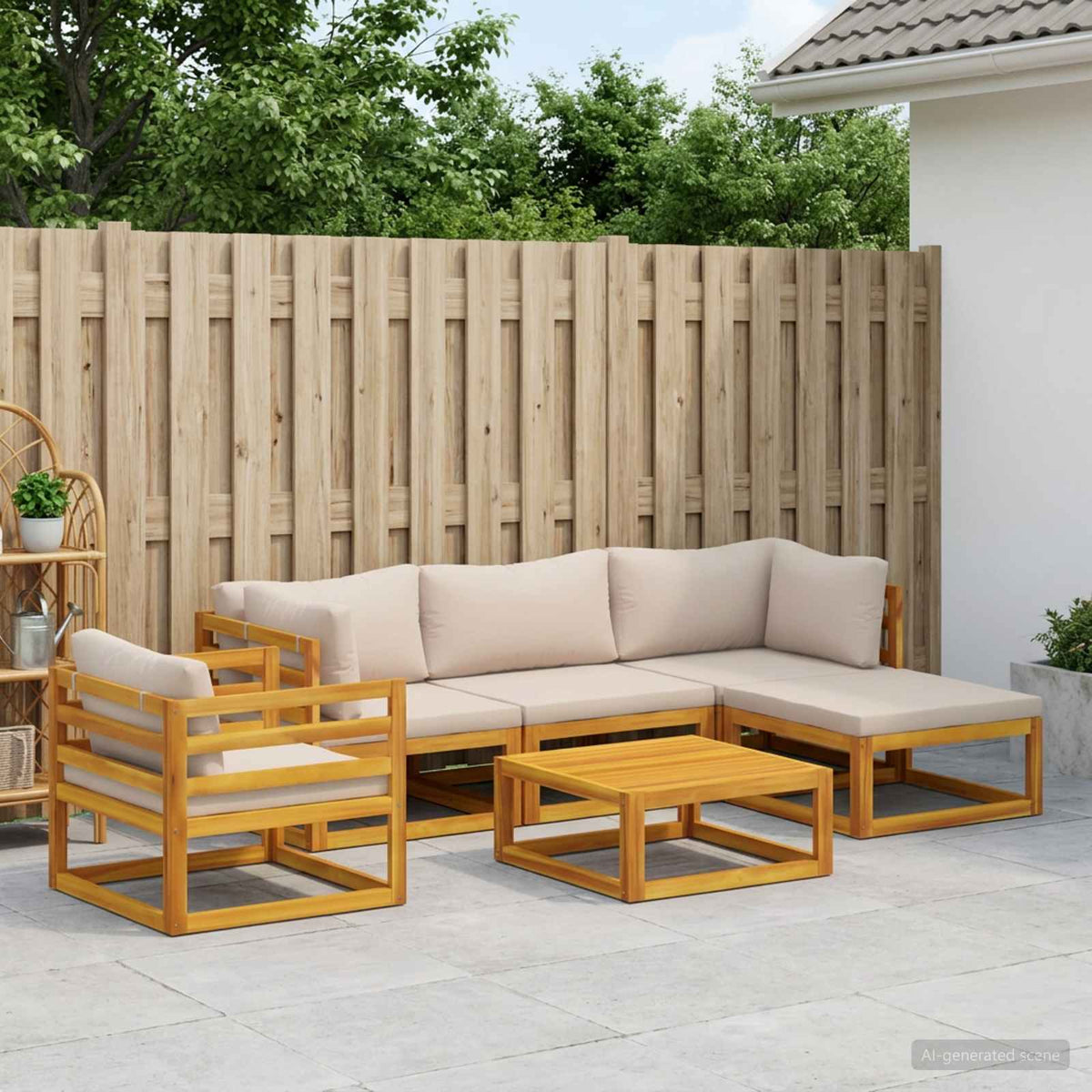 vidaXL Sofa Set 6 pcs Natural Solid Acacia Wood 1