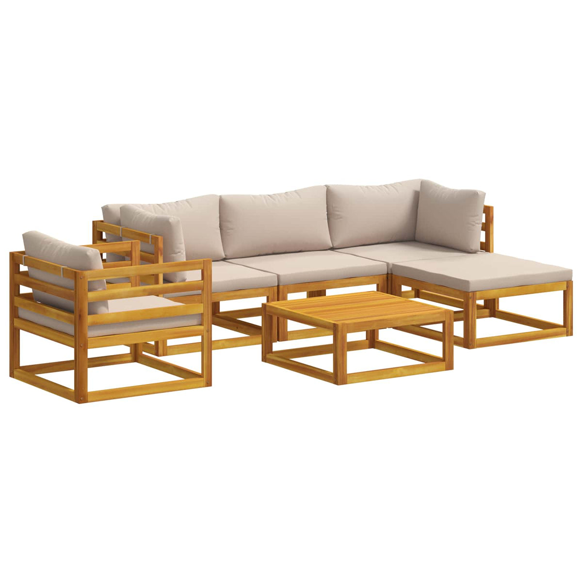 vidaXL Sofa Set 6 pcs Natural Solid Acacia Wood 2