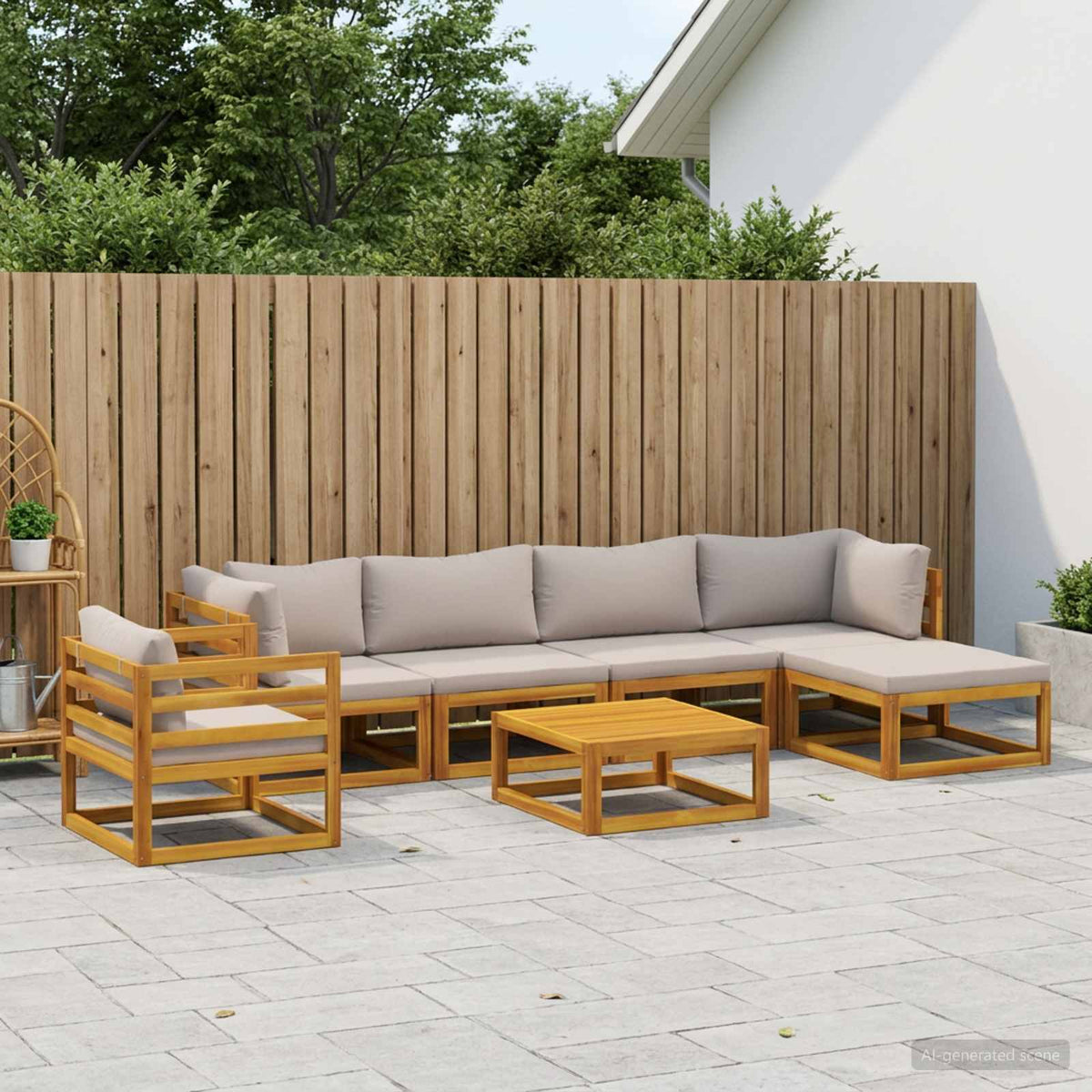 vidaXL Sofa Set 7 pcs Natural Solid Acacia Wood 1