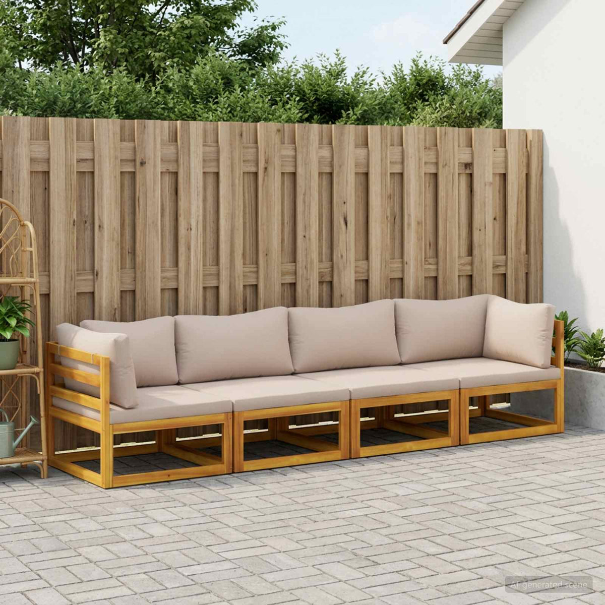 vidaXL Sofa Set 7 pcs Natural Solid Acacia Wood Taupe