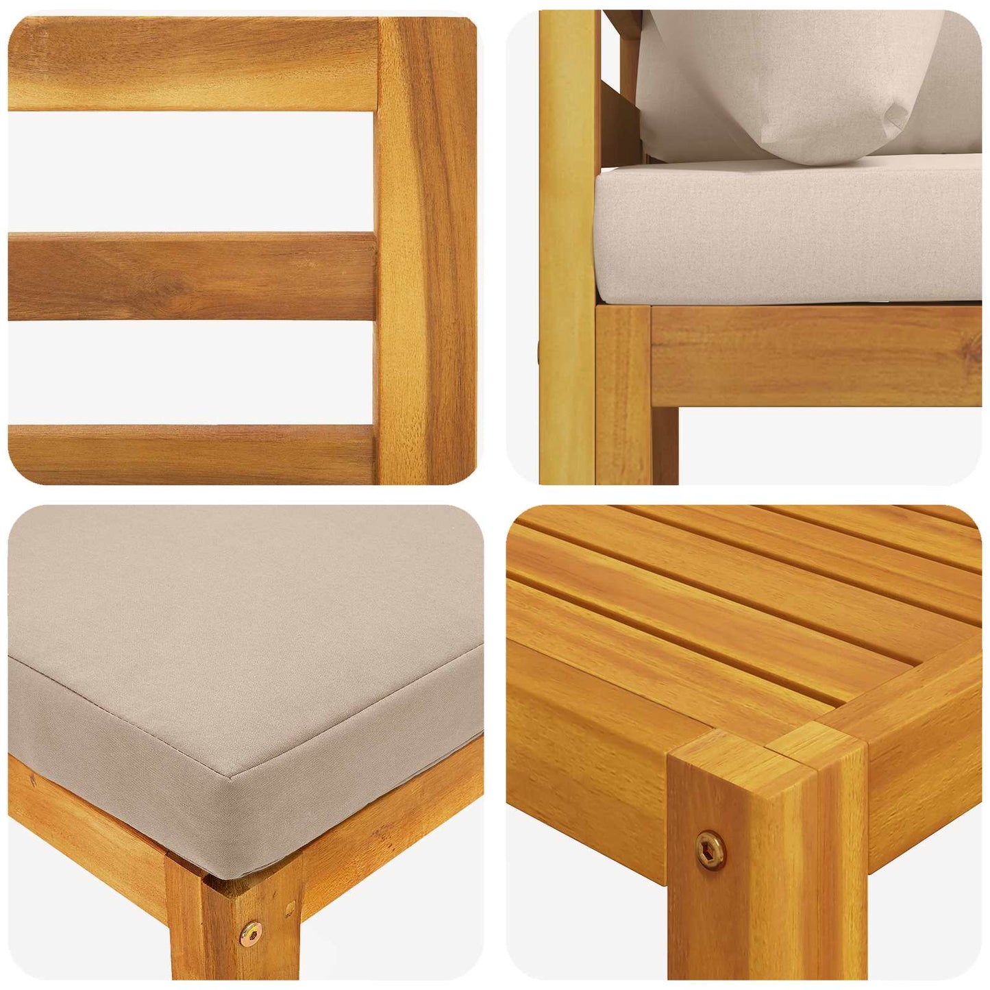 vidaXL 5 Piece Garden Lounge Set Modular Natural Solid Acacia Wood 5