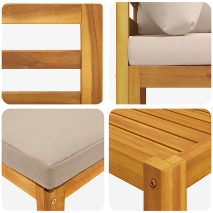 vidaXL 5 Piece Garden Lounge Set Modular Natural Solid Acacia Wood 5
