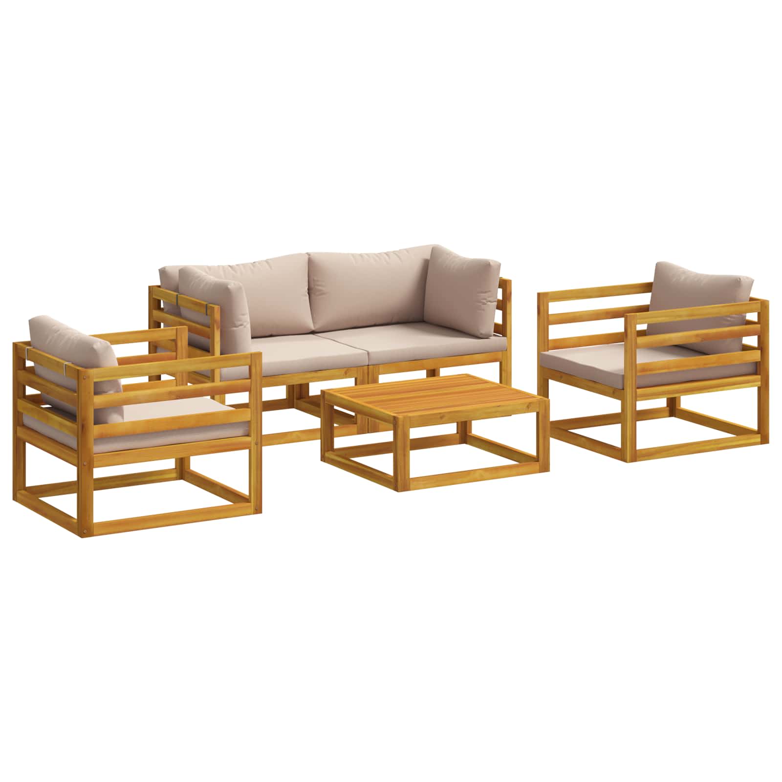 vidaXL 5 Piece Garden Lounge Set Modular Natural Solid Acacia Wood 1