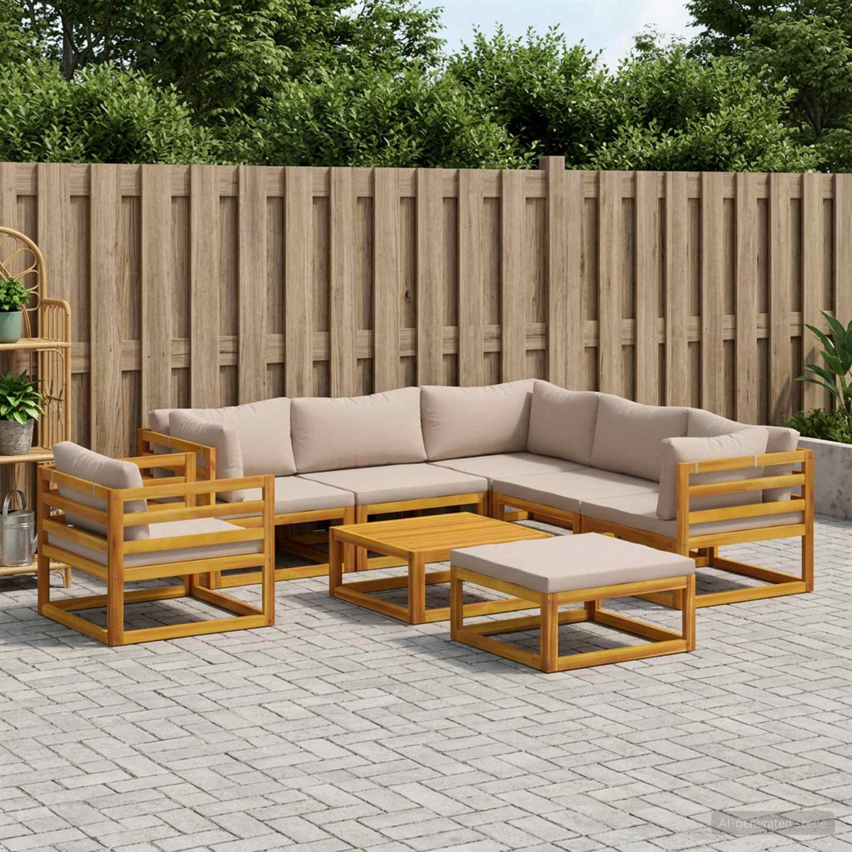 vidaXL Sofa Set 8 pcs Natural Solid Acacia Wood 1