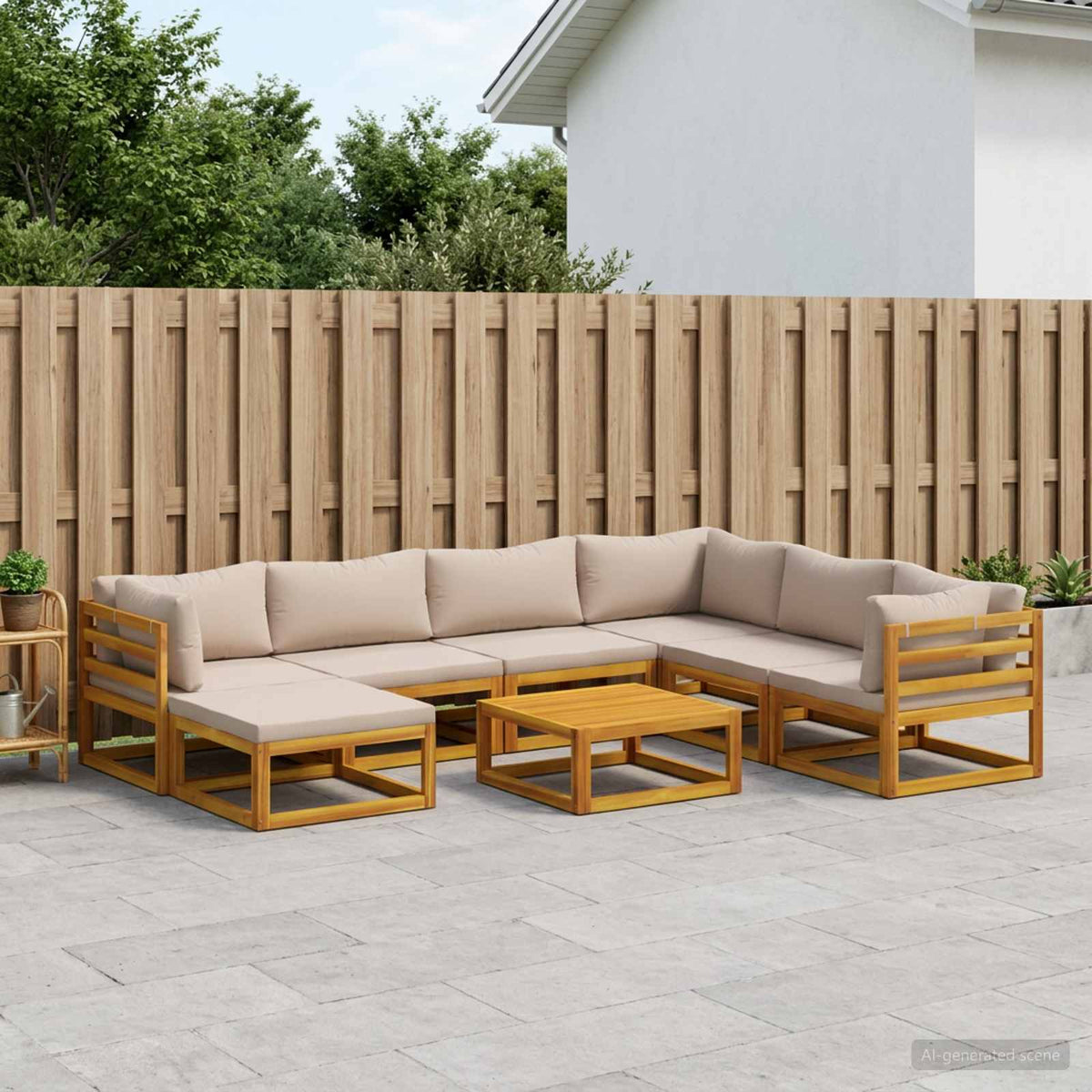 vidaXL Sofa Set 8 pcs Natural Solid Acacia Wood 1