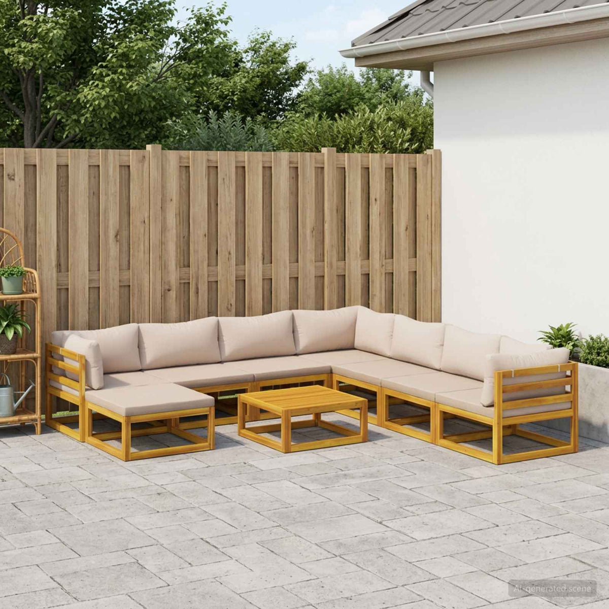 vidaXL Sofa Set 9 pcs Natural Solid Acacia Wood 1